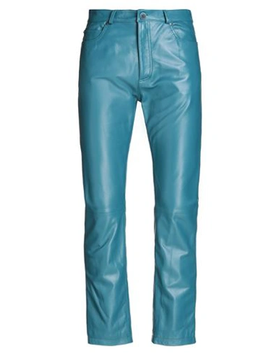 Shop 8 By Yoox Leather Essential Slim Fit Pants Man Pants Deep Jade Size 34 Lambskin In Green