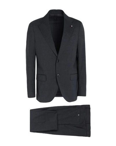 Shop Lardini Man Suit Steel Grey Size 40 Wool, Elastane