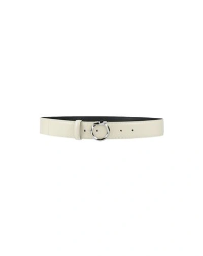 Shop Trussardi Woman Belt Ivory Size 36 Soft Leather In White