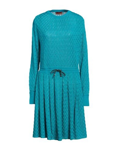 Shop Missoni Woman Midi Dress Azure Size 4 Viscose, Wool In Blue