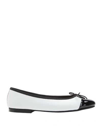 Shop 8 By Yoox Leather Ballet Flats Woman Ballet Flats White Size 7 Ovine Leather, Polyurethane