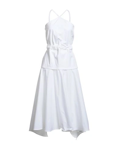 Shop Proenza Schouler Woman Midi Dress White Size 12 Cotton, Elastane