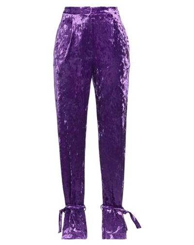 Shop Patrizia Pepe Sera Woman Pants Purple Size 8 Polyester, Elastane