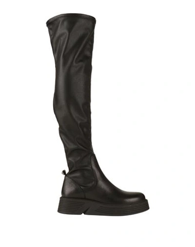 Tosca Blu Woman Knee Boots Black Size 11 Textile Fibers In Black