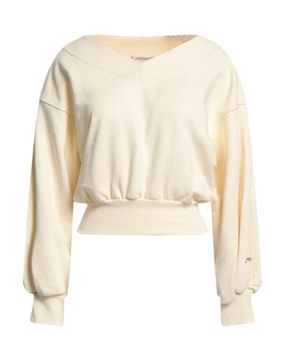 Shop Hinnominate Woman Sweatshirt Ivory Size Xxs Cotton, Elastane In White