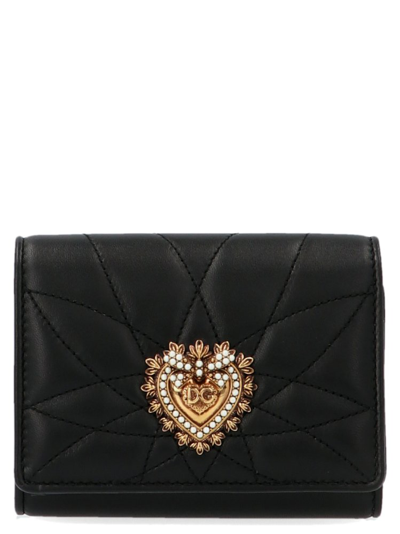 Shop Dolce & Gabbana Devotion Quilted Small Wallet In Black