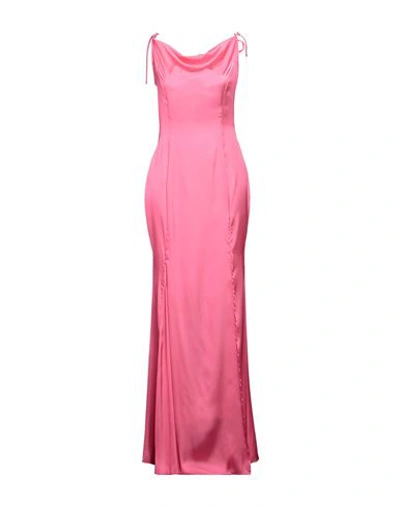 Shop Alberto Audenino Woman Maxi Dress Fuchsia Size M Polyester In Pink