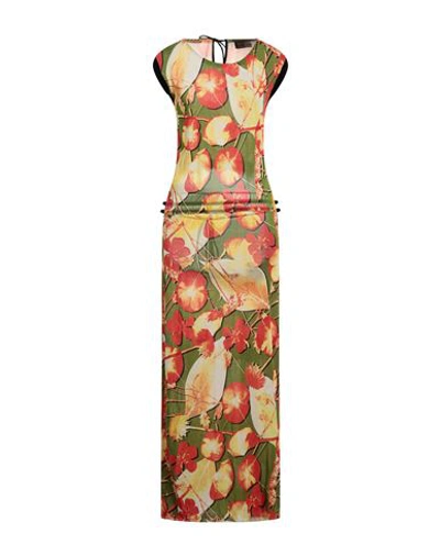 Trussardi Woman Maxi Dress Green Size L Silk, Cotton In Green