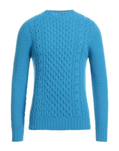 Shop Drumohr Man Sweater Azure Size 42 Lambswool In Blue