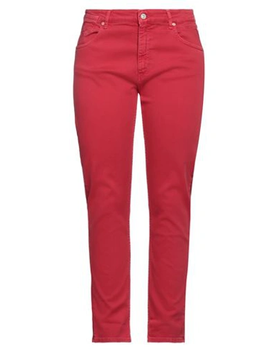 Shop Replay Woman Pants Red Size 31w-30l Cotton, Elastomultiester, Elastane