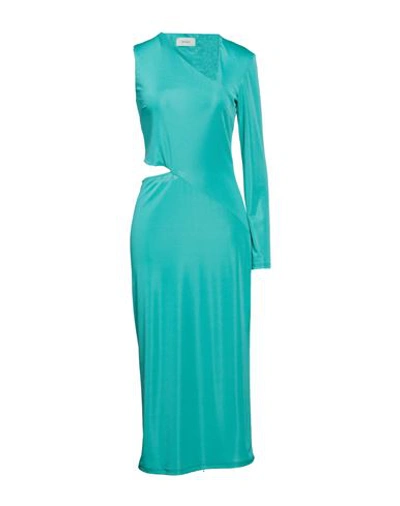 Shop Vicolo Woman Midi Dress Turquoise Size L Polyester, Elastane In Blue