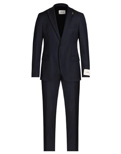 Shop Paoloni Man Suit Midnight Blue Size 46 Virgin Wool, Elastane