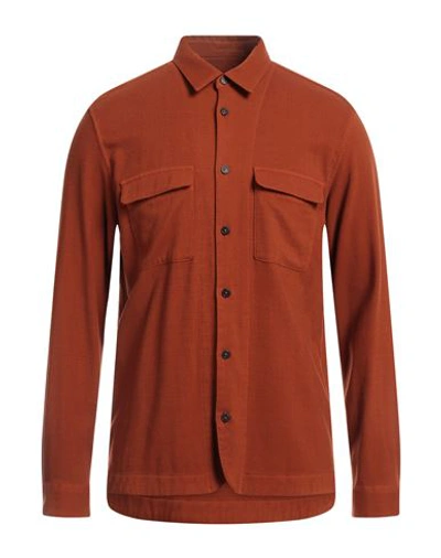 Shop Altea Man Shirt Rust Size M Virgin Wool, Elastane In Red