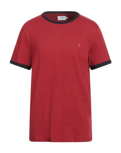 Shop Farah Man T-shirt Brick Red Size Xl Organic Cotton