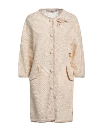 Shop Ermanno Scervino Woman Overcoat & Trench Coat Beige Size 10 Cotton, Viscose