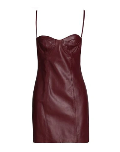 Shop 8 By Yoox Leather Tube Dress Woman Mini Dress Burgundy Size 12 Lambskin In Red