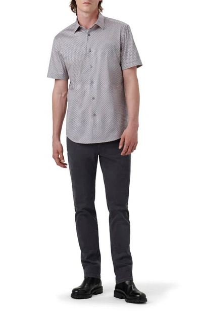 Shop Bugatchi Miles Ooohcotton® Geometic Print Short Sleeve Button-up Shirt In Dusty Pink