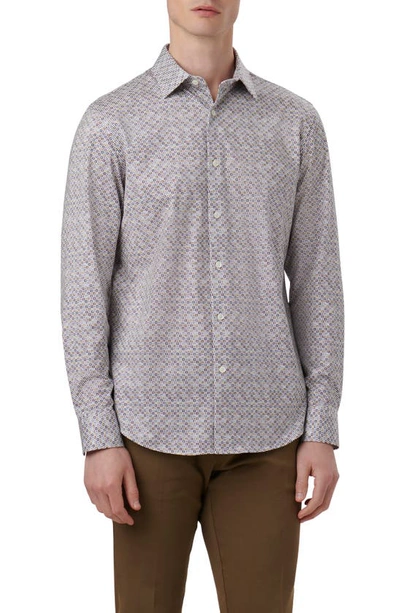 Shop Bugatchi Ooohcotton® James Geo Print Button-up Shirt In Lavender