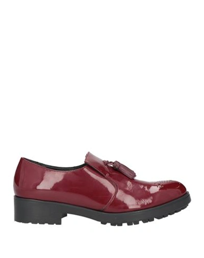 Shop Bruglia Woman Loafers Burgundy Size 8 Soft Leather In Red