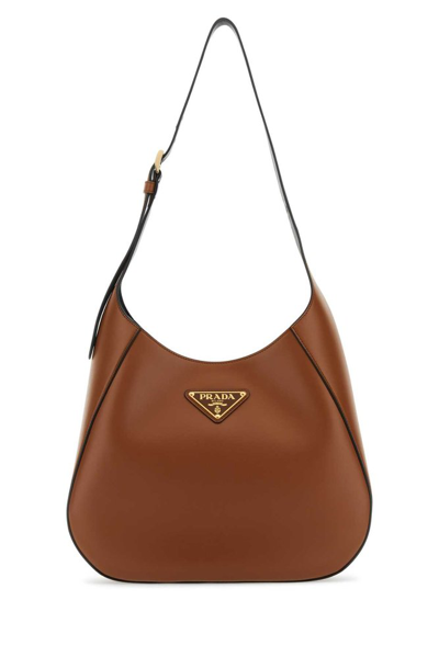 Prada Medium Leather Hobo Shoulder Bag