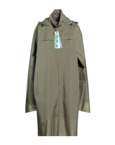 Off-white Woman Overcoat Military Green Size M Polyamide In Green