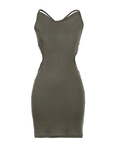Mangano Woman Short Dress Military Green Size 8 Cotton In Green