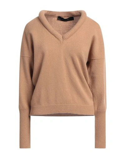 Shop Federica Tosi Woman Sweater Camel Size 4 Virgin Wool, Cashmere In Beige