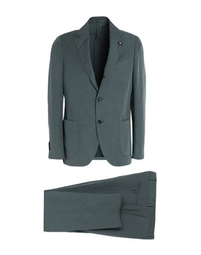 Shop Lardini Man Suit Sage Green Size 38 Linen, Silk