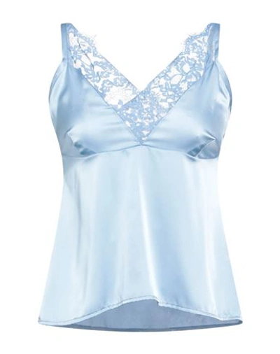 Shop Kaos Woman Top Light Blue Size 6 Polyester, Elastane