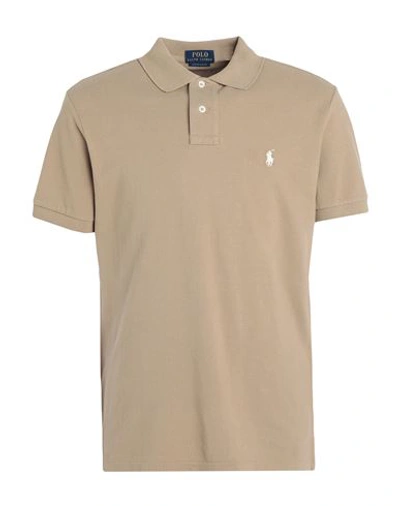Shop Polo Ralph Lauren Man Polo Shirt Sand Size L Cotton In Brown