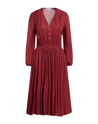 Shop Skills & Genes Woman Midi Dress Brick Red Size 6 Viscose, Silk