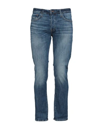 Shop Jack & Jones Man Jeans Blue Size 33w-30l Cotton, Elastane