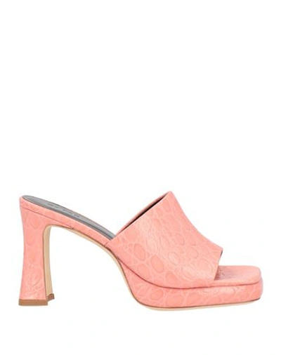 By Far Open-toe Crocodile-effect Sandals In Pink