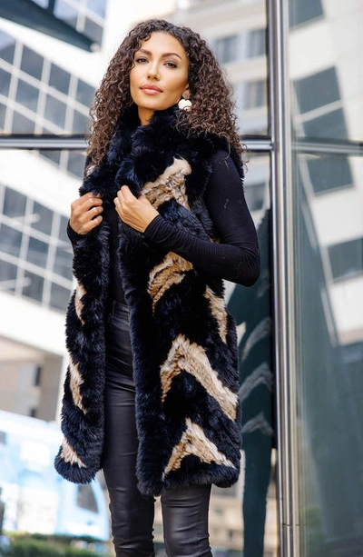 Shop Donna Salyers Fabulous-furs Kayce Faux Fur Vest In Multi Black