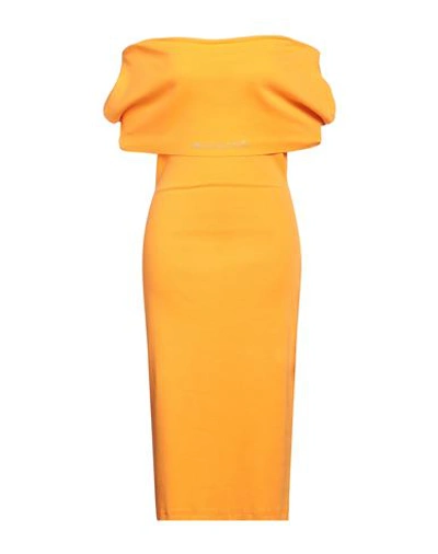 Shop Mangano Woman Midi Dress Apricot Size 2 Cotton In Orange