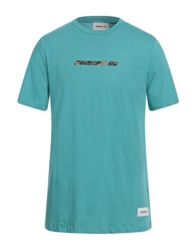 Shop Numero 00 Man T-shirt Turquoise Size L Cotton In Blue