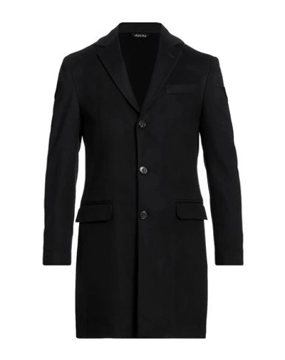 Shop Stefano Calmonte Man Coat Black Size 40 Wool, Polyamide