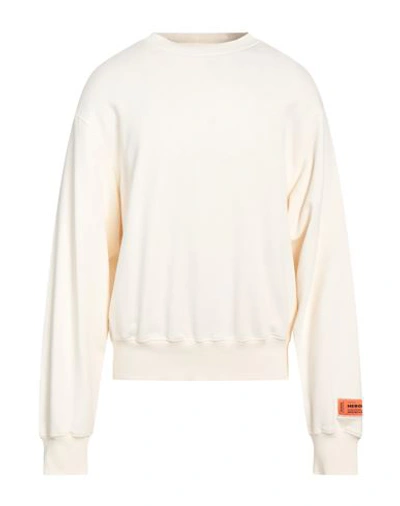 Shop Heron Preston Man Sweatshirt Ivory Size L Organic Cotton, Elastane, Polyester In White