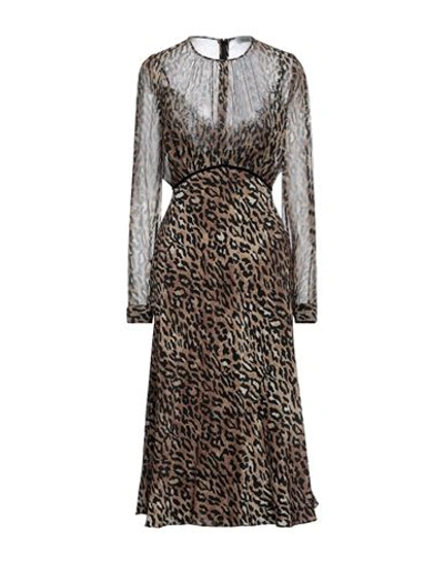 Shop Blumarine Woman Midi Dress Camel Size 6 Silk, Polyamide, Viscose In Beige