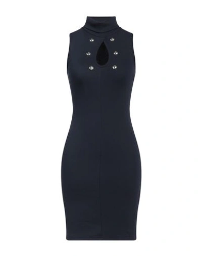 Mangano Woman Short Dress Midnight Blue Size 8 Cotton In Blue
