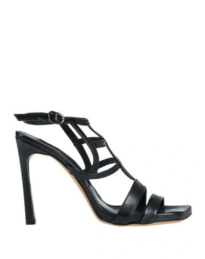 Shop Malloni Woman Sandals Black Size 8 Soft Leather