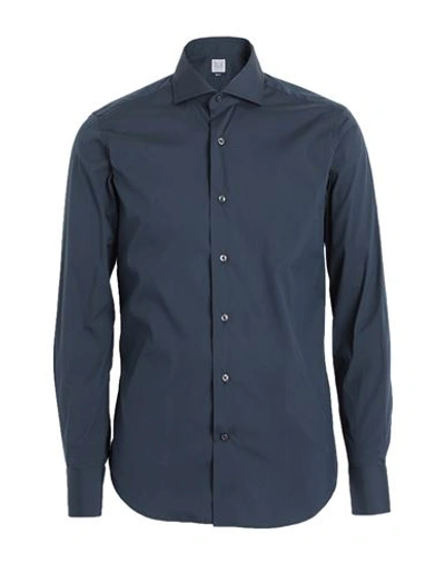 Shop Grigio Man Shirt Midnight Blue Size 16 ½ Cotton, Polyamide, Elastane