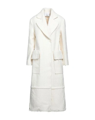 Shop Erika Cavallini Woman Coat Ivory Size 8 Acrylic, Wool, Polyester, Polyamide In White