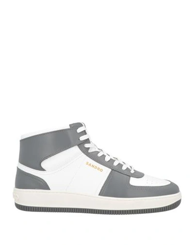 Sandro Man Sneakers Grey Size 12 Soft Leather In Grey