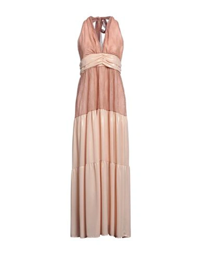 Shop Siste's Woman Maxi Dress Copper Size L Polyester, Metallic Fiber In Orange
