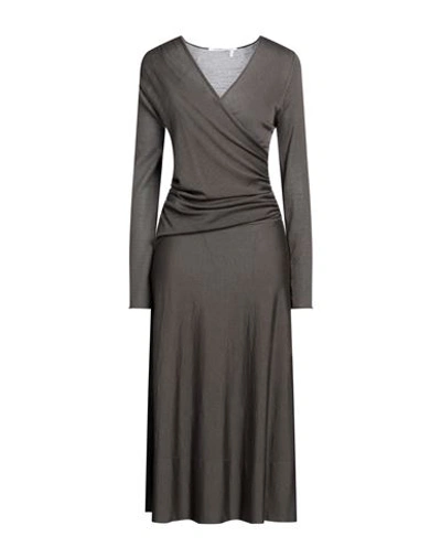 Shop Agnona Woman Midi Dress Dove Grey Size M Wool, Silk, Cashmere