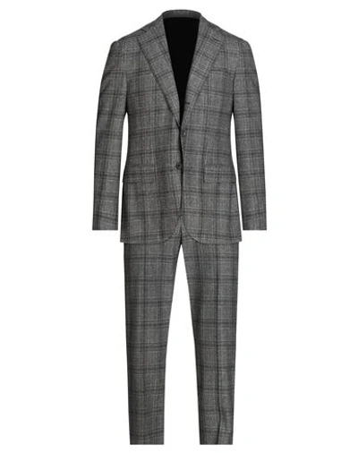 Shop Caruso Man Suit Lead Size 38 Wool In Grey
