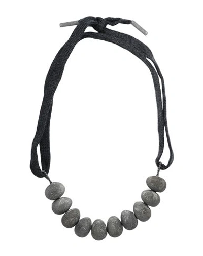 Shop Brunello Cucinelli Woman Necklace Steel Grey Size - Textile Fibers, 925/1000 Silver