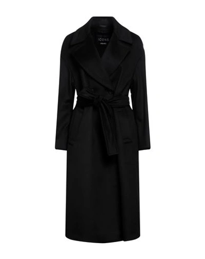 Shop Cinzia Rocca Woman Coat Black Size 14 Virgin Wool, Polyamide, Cashmere