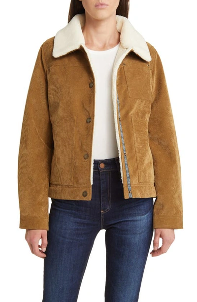 Pendleton Wind River Corduroy Trucker Jacket With Removable High Pile Fleece Collar In Saddle